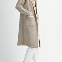 Contrast Trim Knit Lapel Open Cardigan