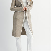 Contrast Trim Knit Lapel Open Cardigan