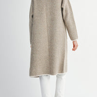 Contrast Trim Knit Lapel Open Cardigan