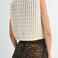 Chunky Knit Button-Up Vest with Gold Button