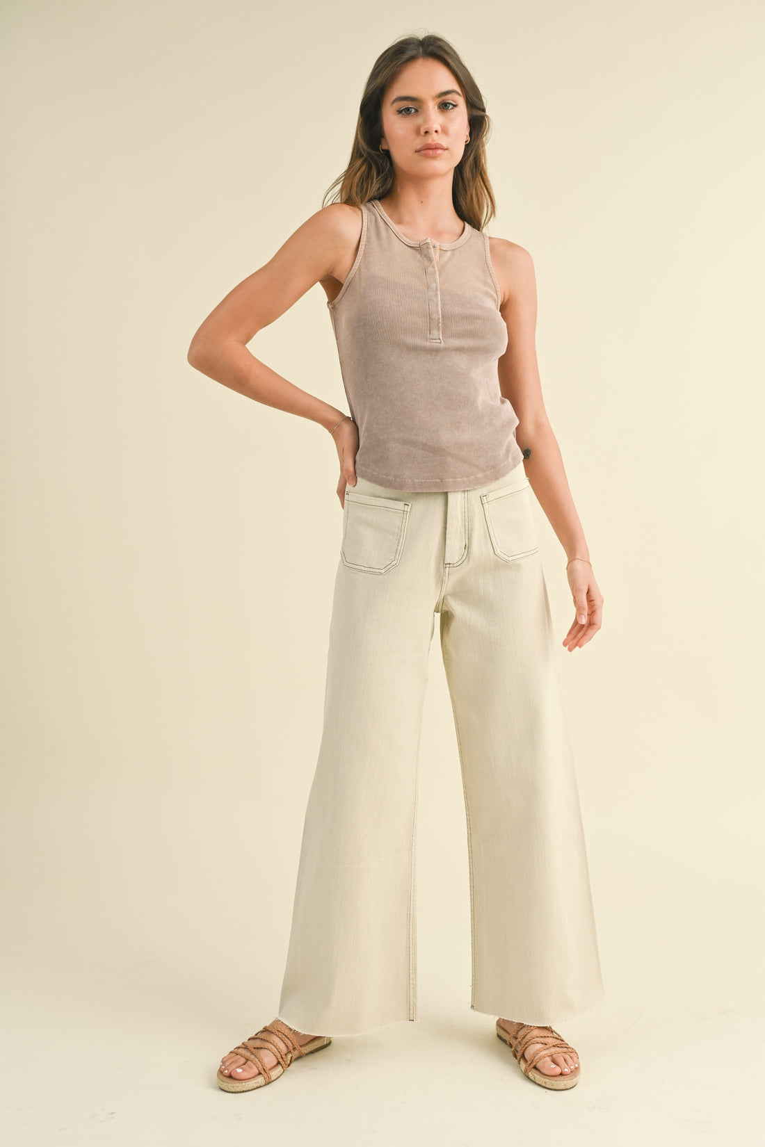 Front Pocket Wide Leg Pants
