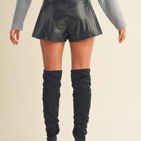 Faux Leather Flare Shorts