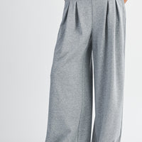 Wide Leg Pleated Lounge Pants with Pockets