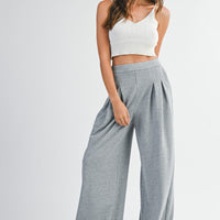 Wide Leg Pleated Lounge Pants with Pockets