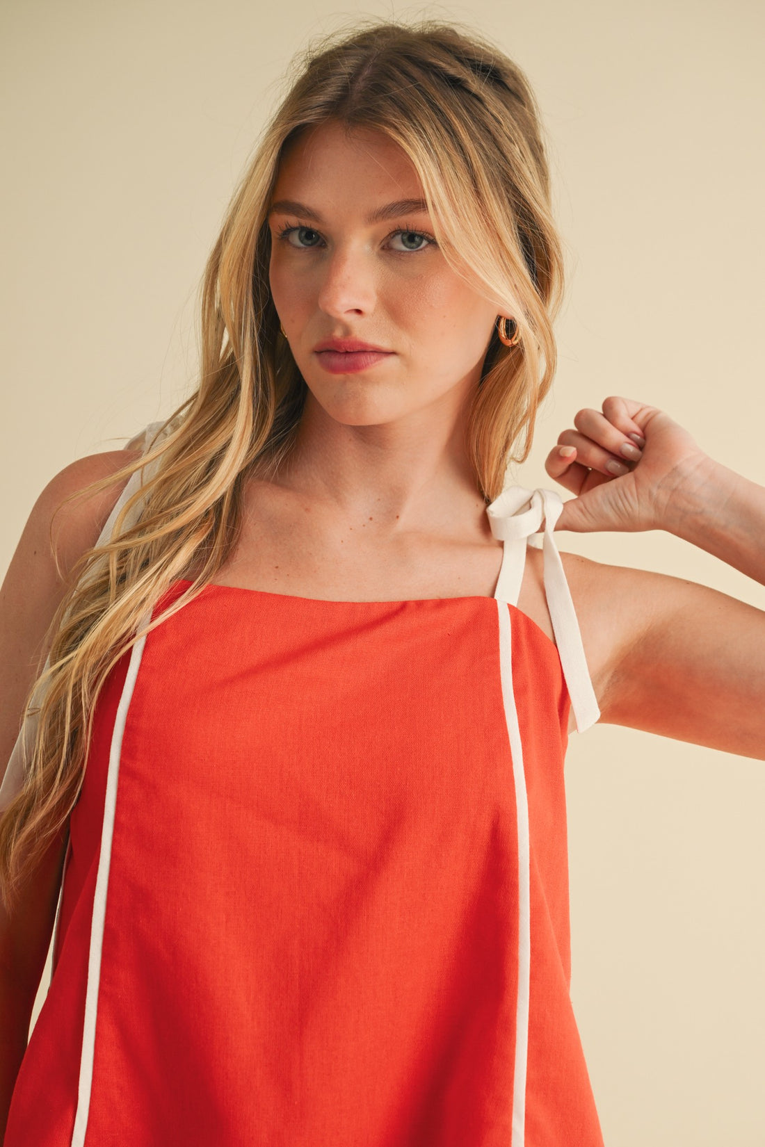 Colorblock Piped Tank & Shorts Set