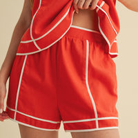 Colorblock Piped Tank & Shorts Set