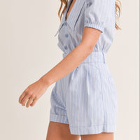 Striped Cute Collared Romper