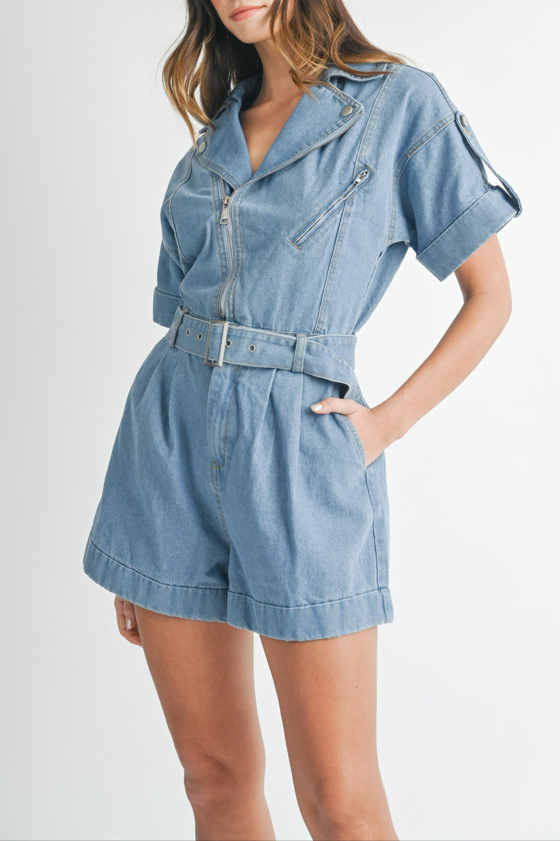 Moto Jacket Denim Romper