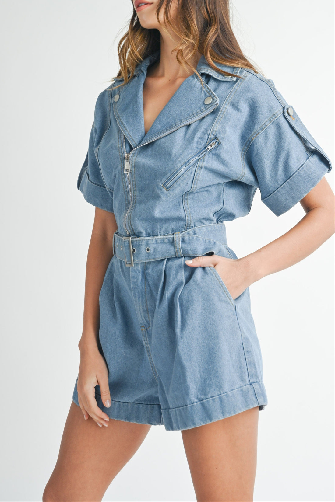Moto Jacket Denim Romper