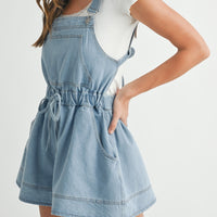 Denim Drawstring Overall Romper