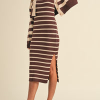 Bodycon Midi Dress and Crop Cardigan Set