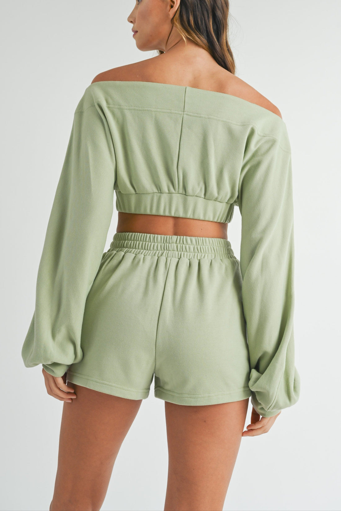 Off Shoulder Crop Top & Shorts Set