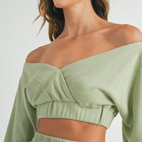 Off Shoulder Crop Top & Shorts Set