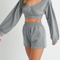Off Shoulder Crop Top & Shorts Set