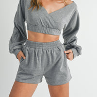 Off Shoulder Crop Top & Shorts Set