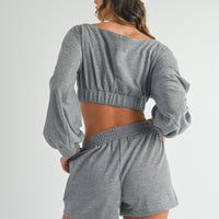 Off Shoulder Crop Top & Shorts Set