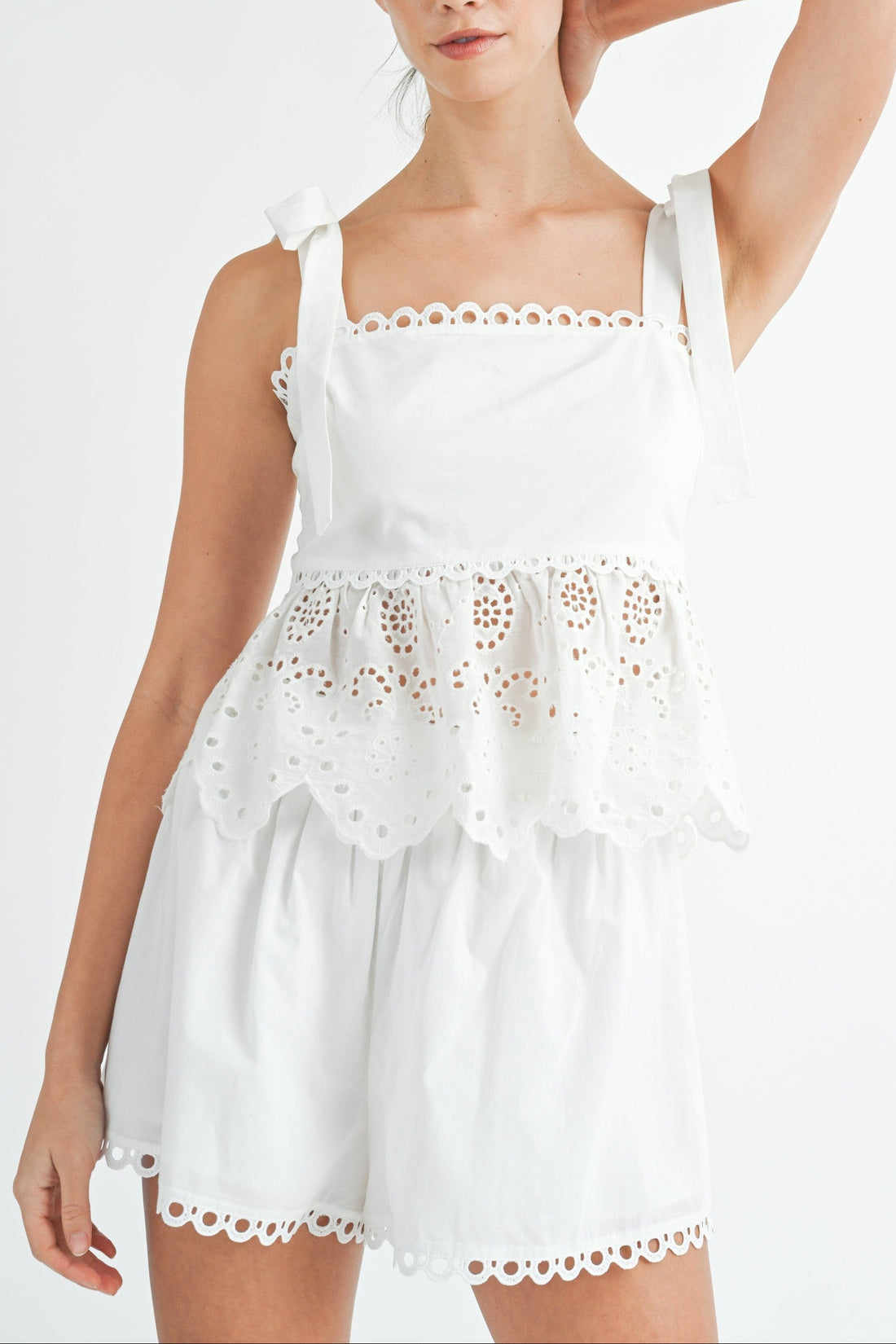 Eyelet Peplum Top & Shorts Set