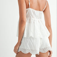 White Eyelet Lace Bow-Tie Two-Piece Set