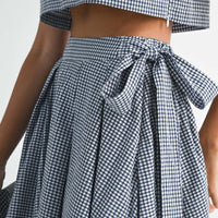 Gingham Cute Collar Crop Top & Maxi Skirt Set