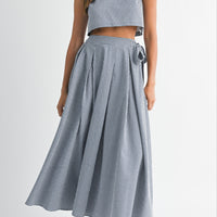 Gingham Cute Collar Crop Top & Maxi Skirt Set