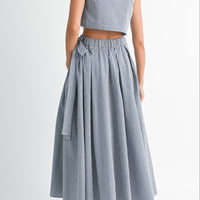 Gingham Cute Collar Crop Top & Maxi Skirt Set