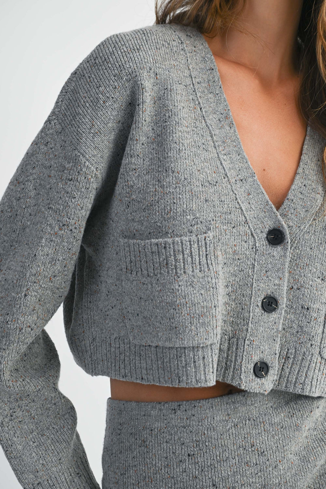 Knit Cropped Cardigan & Midi Skirt Set