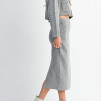 Knit Cropped Cardigan & Midi Skirt Set