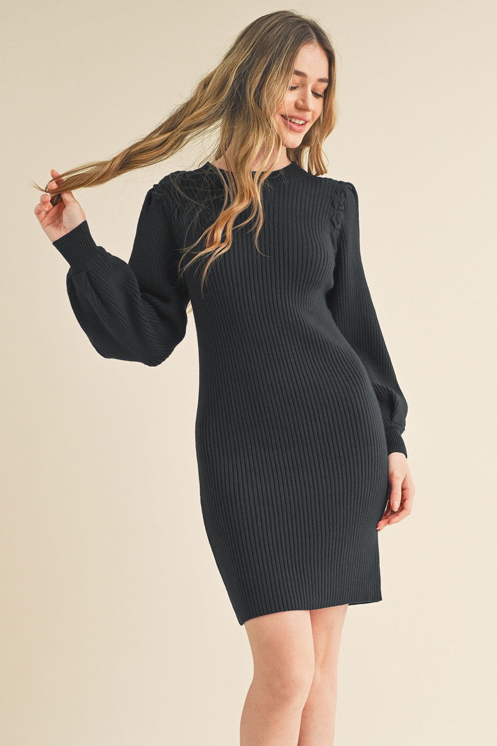 Ribbed Sweater Knit Mini Dress
