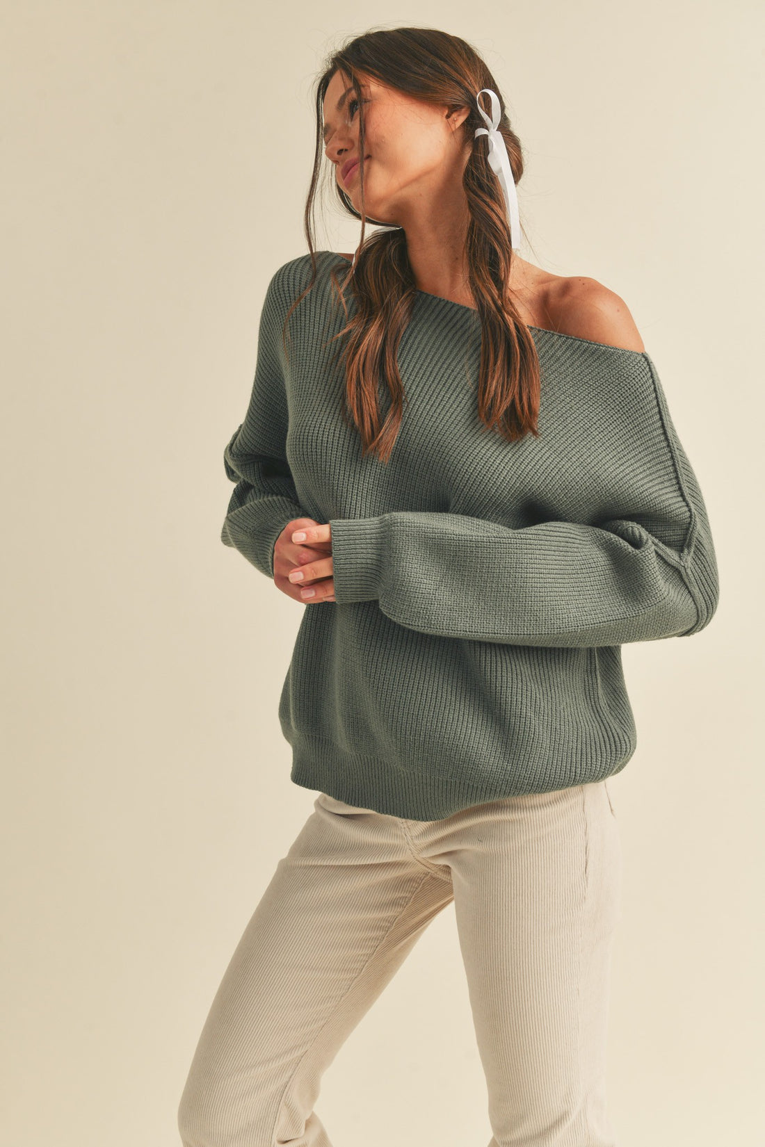 Boatneck Bubble Sleeve Sweater