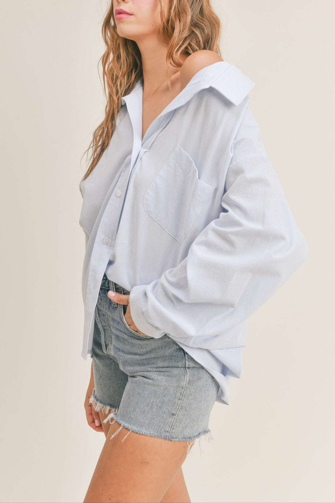 Oversized Stripe Button Down Shirt
