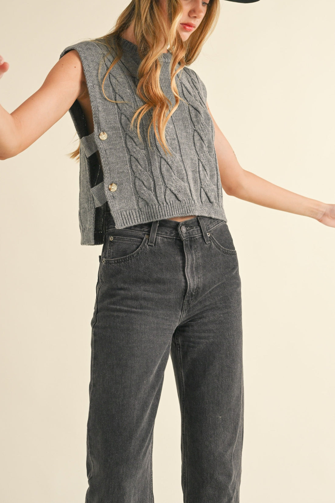 Cable Knit Open Side Vest