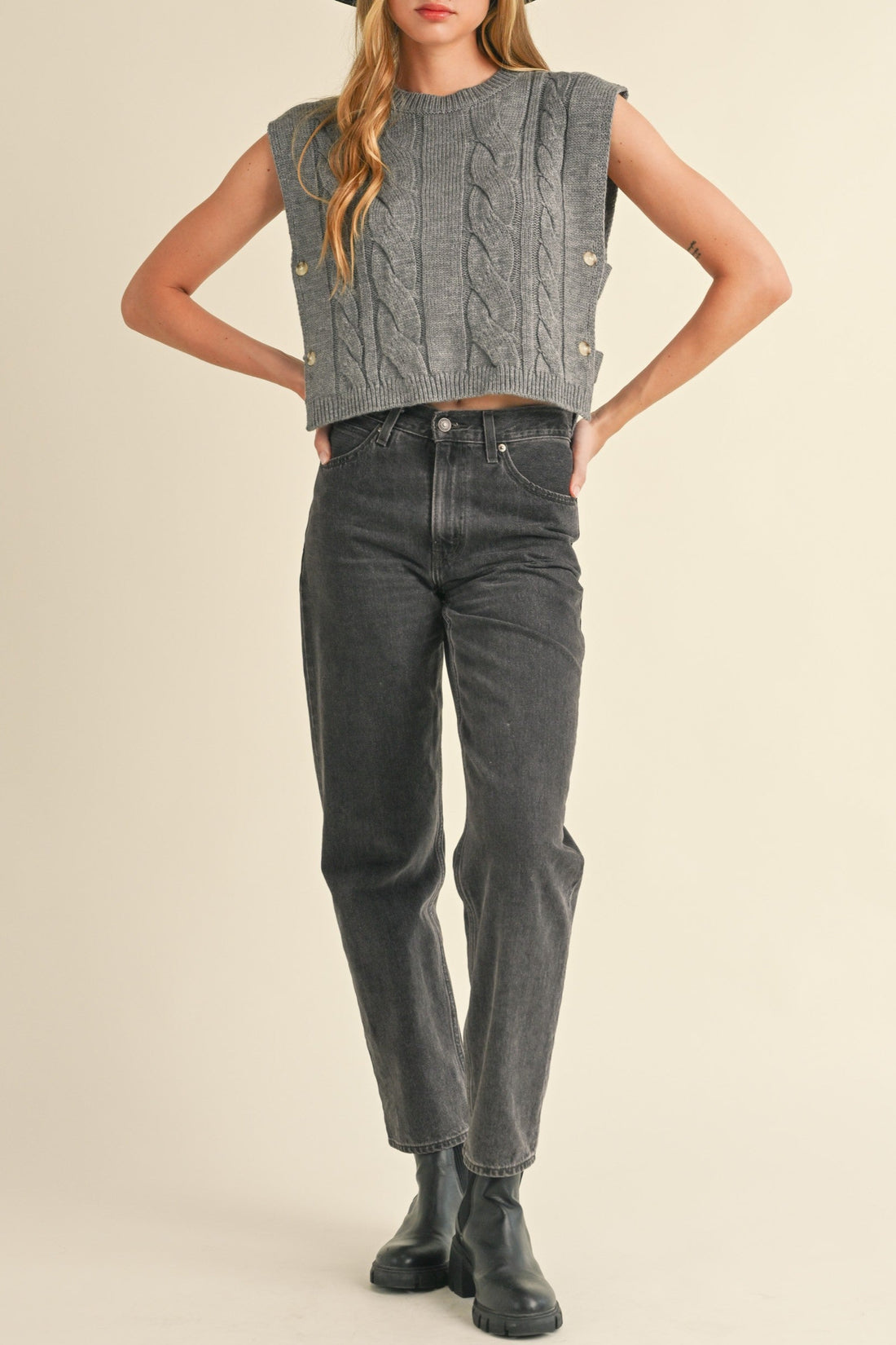 Cable Knit Open Side Vest