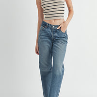 Halter Neck Striped Knit Top