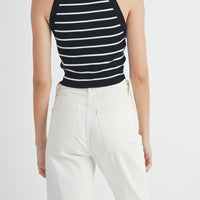 Halter Neck Striped Knit Top