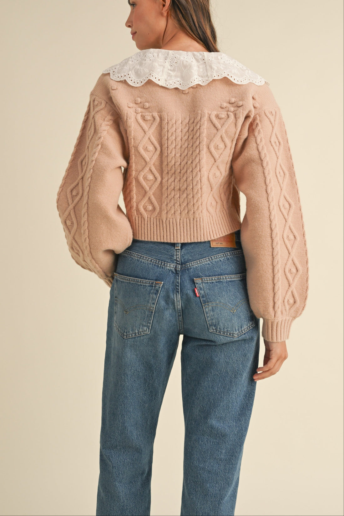 Lovely Collar Cable Knit Cardigan