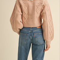 Lovely Collar Cable Knit Cardigan