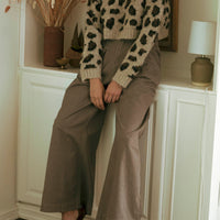 Fuzzy Leopard Print Cropped Sweater