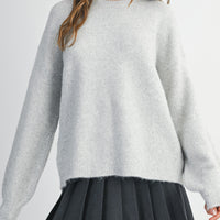 Back Bow Detail Open Slit Knit Pullover Sweater
