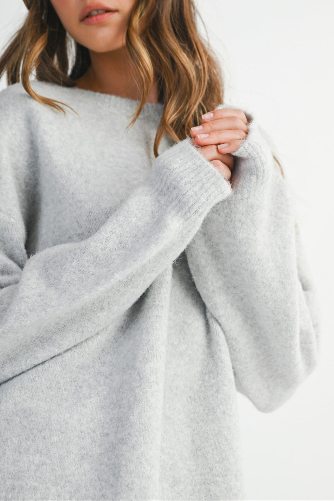 Back Bow Detail Open Slit Knit Pullover Sweater