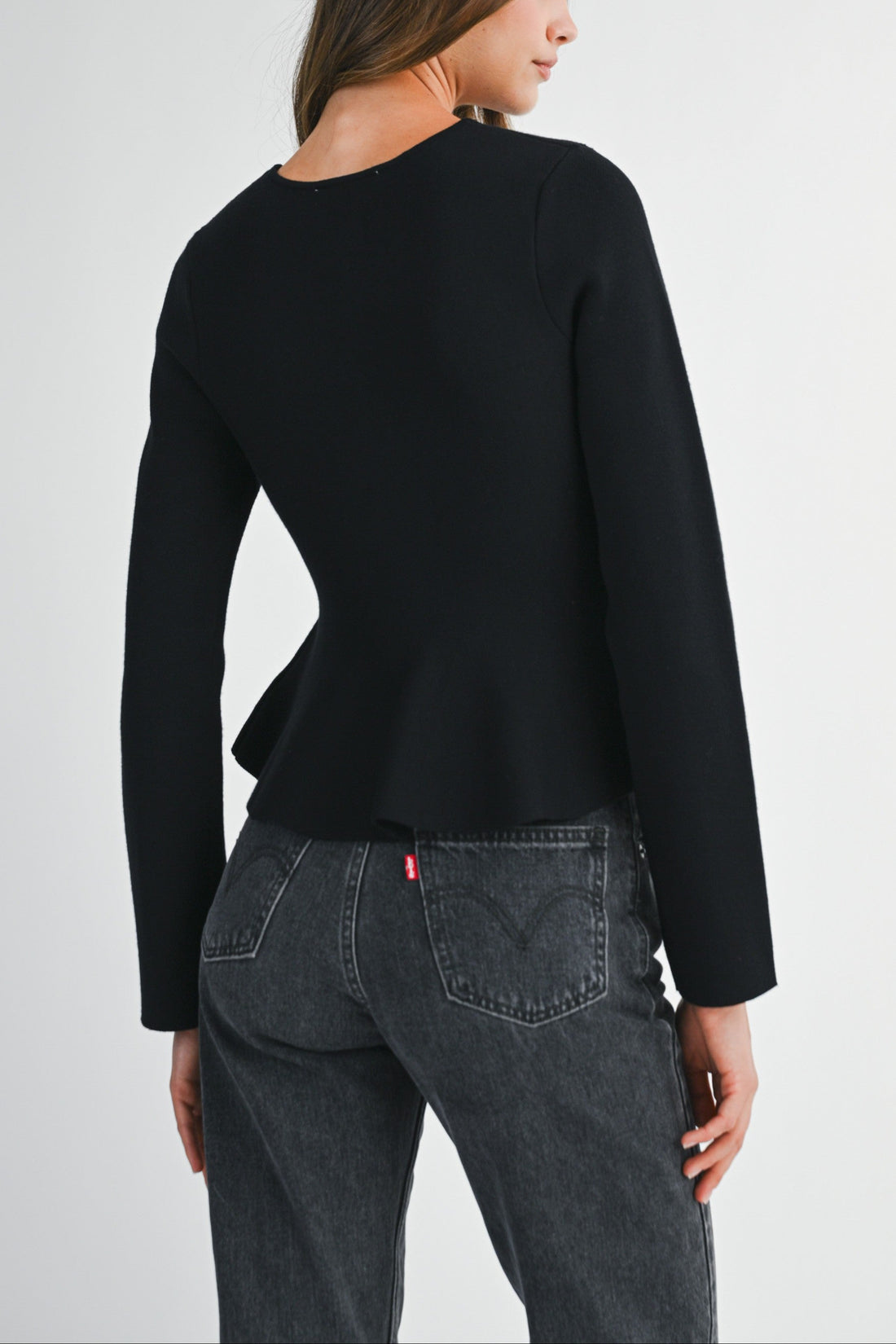 Jewel Bow Peplum Knit Top