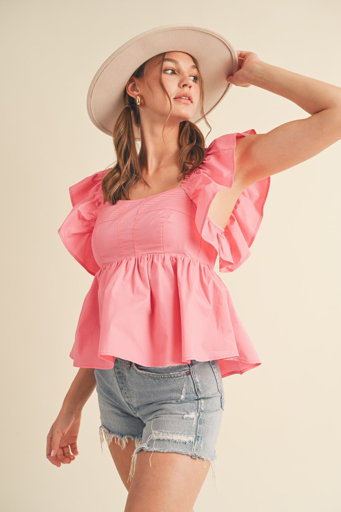 Ruffle Sleeve Babydoll Top