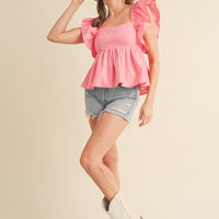 Ruffle Sleeve Babydoll Top