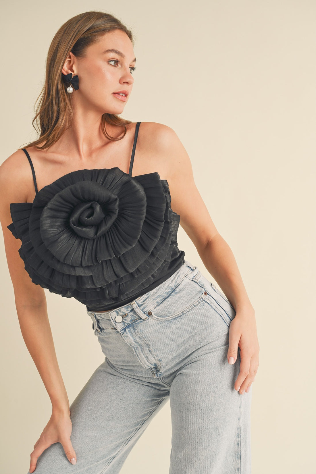 Rosette Satin Crop Top