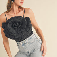 Rosette Satin Crop Top