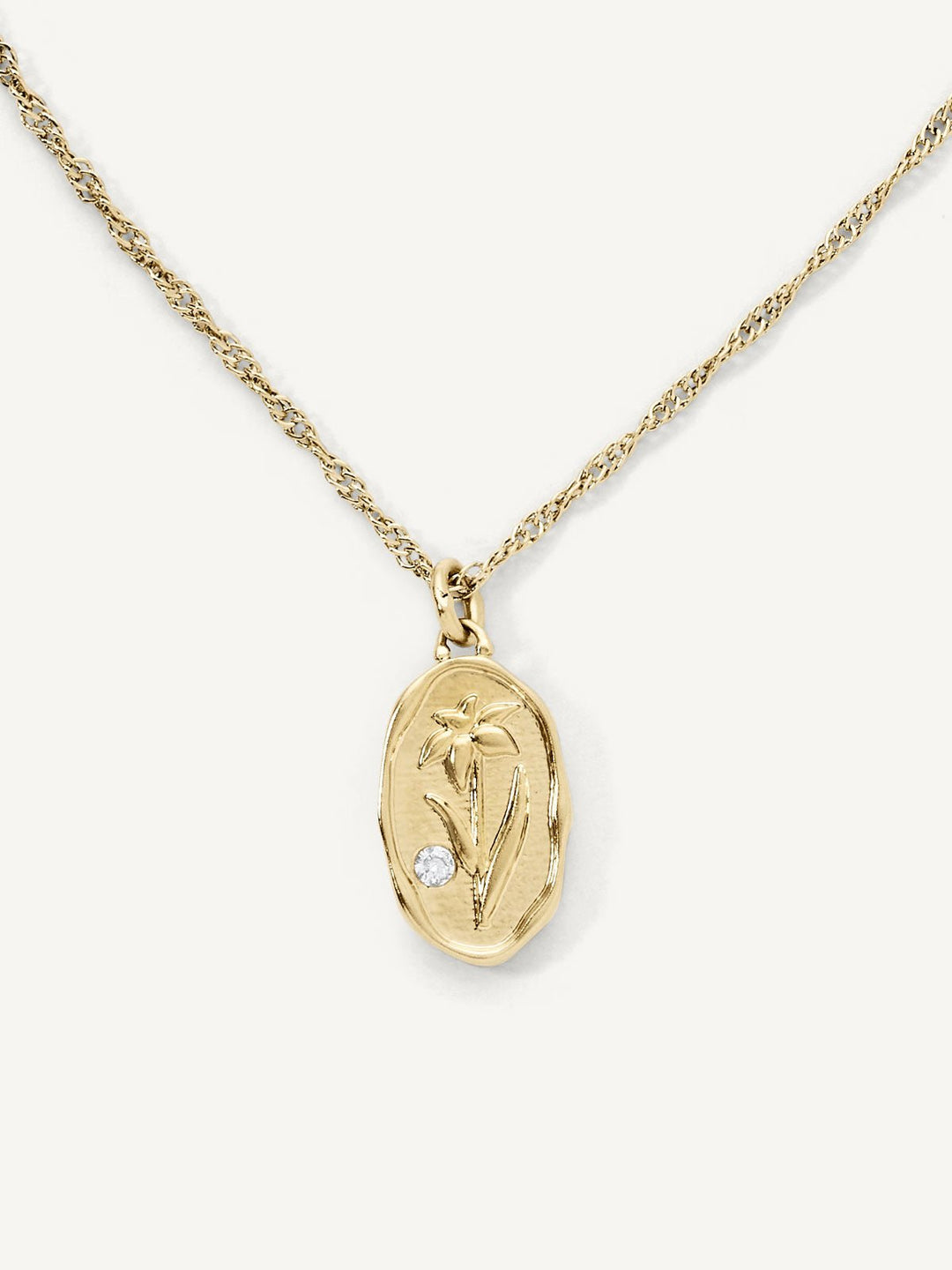 Elisajewels March Daffodil Birth Flower Pendant Necklace