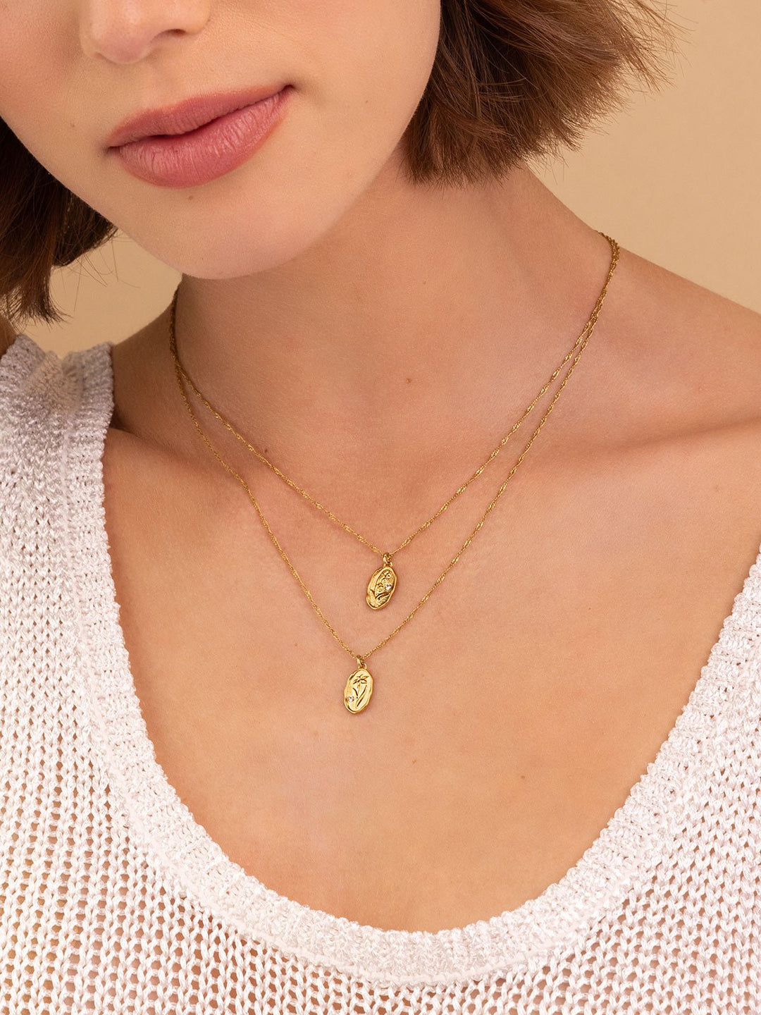 Elisajewels May Lily of the Valley and March Daffodil Birthflower Pendant Necklace