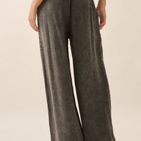 Pleated Wide Leg Light Denim Pants