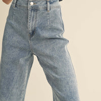 Washed Denim Crop Pants