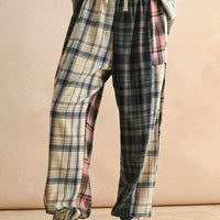 Mixed Plaid Patchwork Relaxed Pants