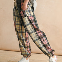 Mixed Plaid Patchwork Relaxed Pants